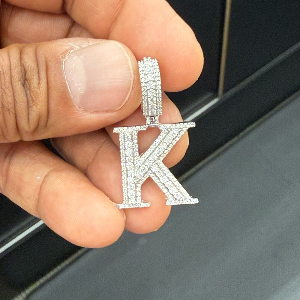 925 Sterling Silver later 'K' Pendant - Picture 5 of 9